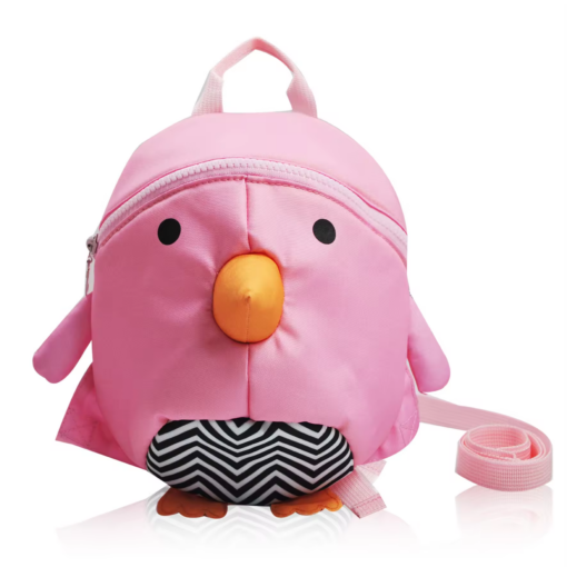 Kids Pink Penguin Toddler Harness Backpack Bag with Safety Leash for Boys Girls.